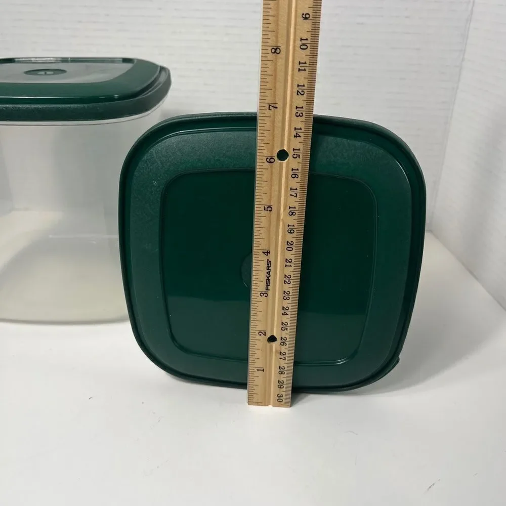 Set Of 2 Food Storage Container With Green Lid 6.5